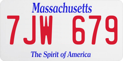 MA license plate 7JW679