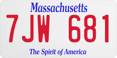 MA license plate 7JW681