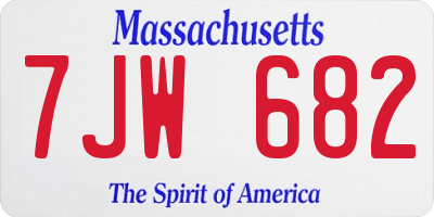 MA license plate 7JW682