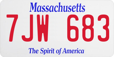 MA license plate 7JW683