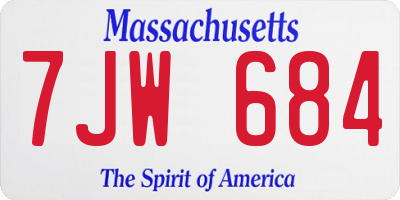 MA license plate 7JW684