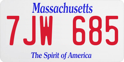 MA license plate 7JW685