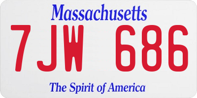 MA license plate 7JW686