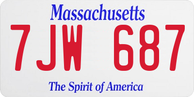 MA license plate 7JW687