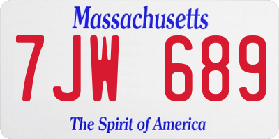 MA license plate 7JW689