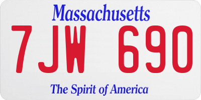 MA license plate 7JW690