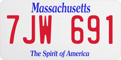 MA license plate 7JW691