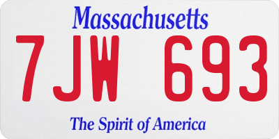 MA license plate 7JW693