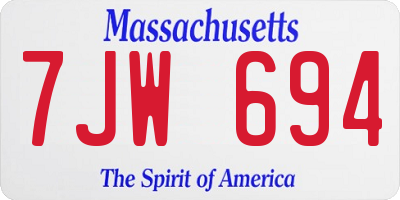 MA license plate 7JW694