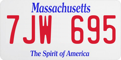 MA license plate 7JW695