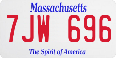 MA license plate 7JW696