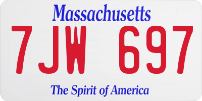 MA license plate 7JW697
