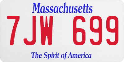 MA license plate 7JW699