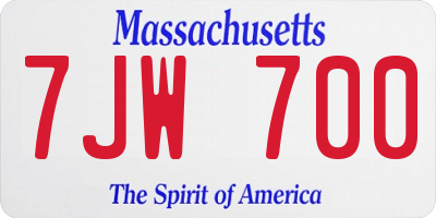 MA license plate 7JW700