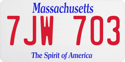 MA license plate 7JW703