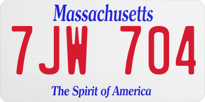 MA license plate 7JW704