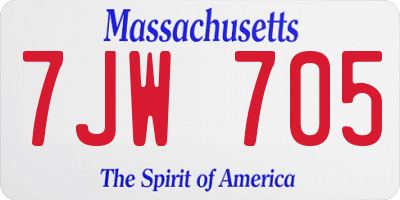 MA license plate 7JW705