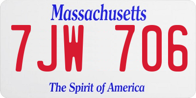 MA license plate 7JW706