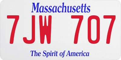MA license plate 7JW707