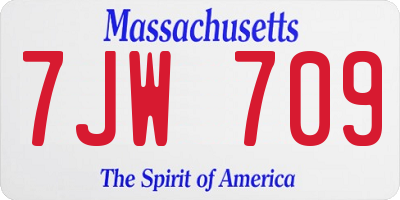 MA license plate 7JW709