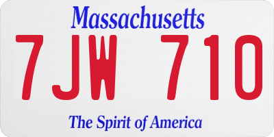 MA license plate 7JW710