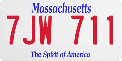 MA license plate 7JW711