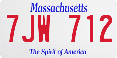 MA license plate 7JW712