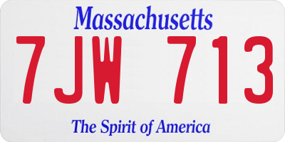 MA license plate 7JW713