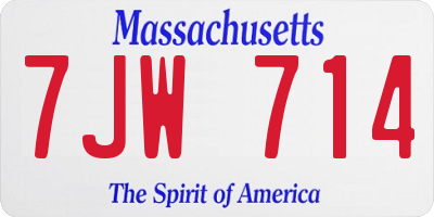 MA license plate 7JW714