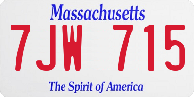 MA license plate 7JW715