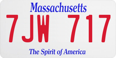 MA license plate 7JW717