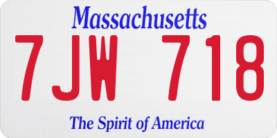 MA license plate 7JW718