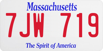 MA license plate 7JW719