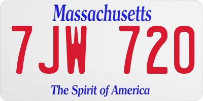 MA license plate 7JW720