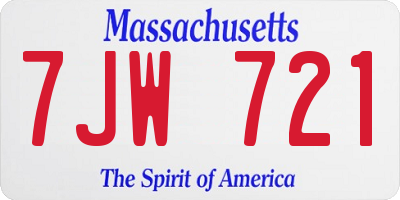 MA license plate 7JW721