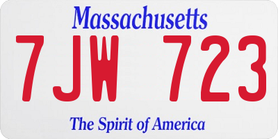 MA license plate 7JW723