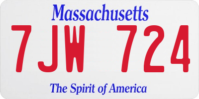 MA license plate 7JW724