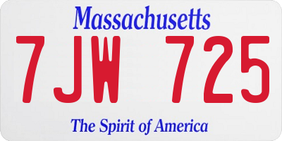 MA license plate 7JW725