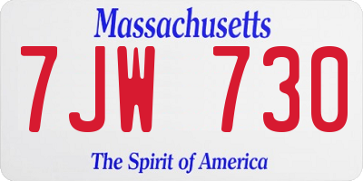 MA license plate 7JW730