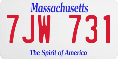 MA license plate 7JW731