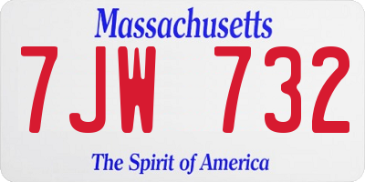 MA license plate 7JW732