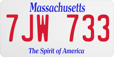 MA license plate 7JW733