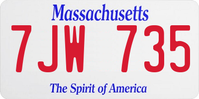 MA license plate 7JW735