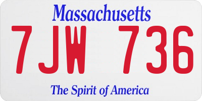 MA license plate 7JW736