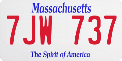 MA license plate 7JW737