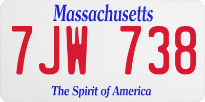 MA license plate 7JW738