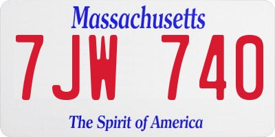 MA license plate 7JW740