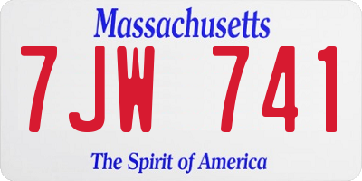 MA license plate 7JW741