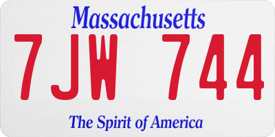 MA license plate 7JW744