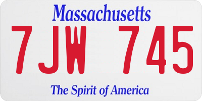 MA license plate 7JW745